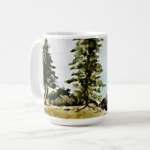 タホモノグラムの湖の水彩風景 コーヒーマグカップ (正面左)