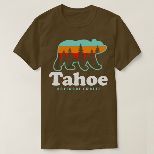 タホー国立森林キャンピングレイクタホハイキングカ Tシャツ (デザイン正面)
