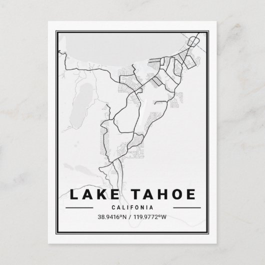 タホー湖カリフォルニアUSAトラベルシティマップ ポストカード (正面)