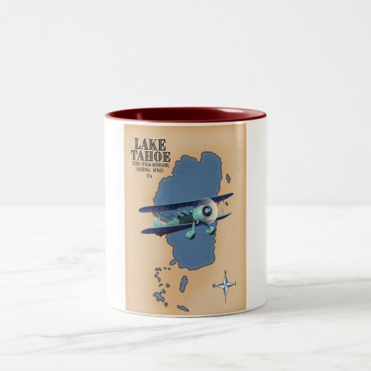タホー湖シエラネバダカリフォルニア州ネバダの米国の地図 ツートーンマグカップ (中央)