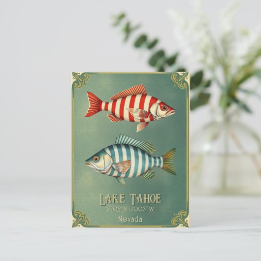 タホー湖ネバダカリフォルニア魚はがき ポストカード (スタンド正面)