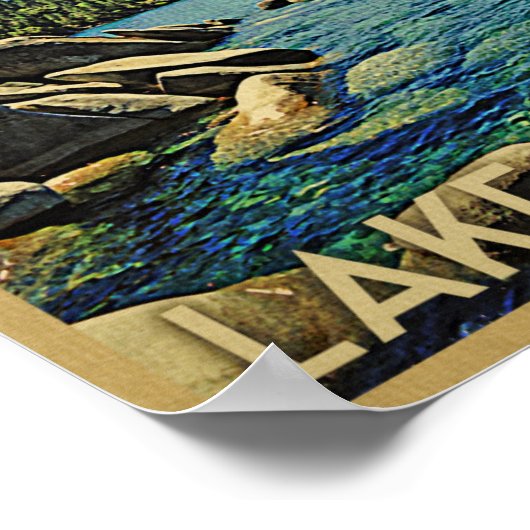 タホー湖ポスターヴィンテージ旅行アート ポスター (角)