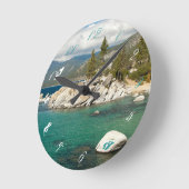 タホー湖ランドスケープ ラウンド壁時計 (傾斜)