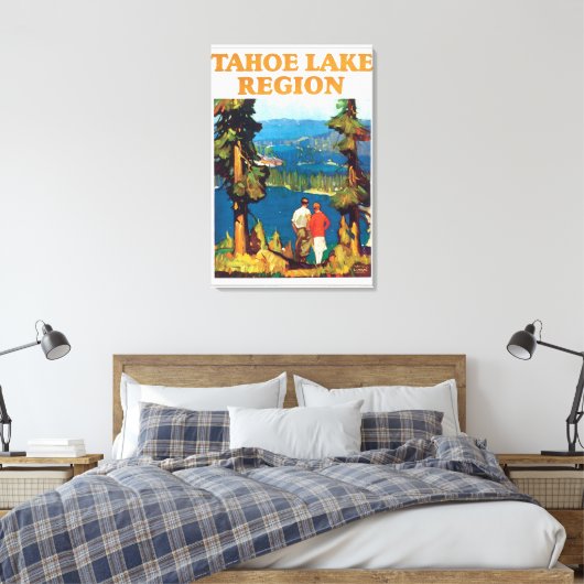 タホー湖地域ヴィンテージ旅行ポスターアートワーク キャンバスプリント (インサイチュ (寝室))