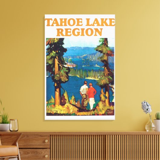 タホー湖地域ヴィンテージ旅行ポスターアートワーク キャンバスプリント (インサイチュ (リビング))