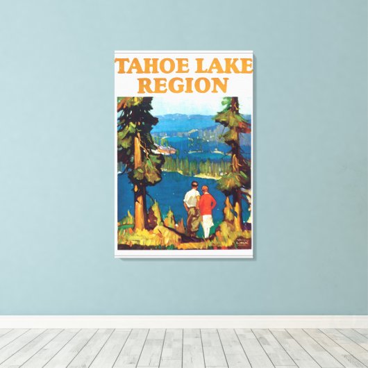 タホー湖地域ヴィンテージ旅行ポスターアートワーク キャンバスプリント (インサイチュ (ウッドフロア))