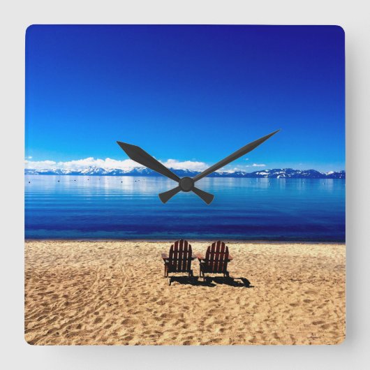 タホ湖で夏を待つ スクエア壁時計 (正面)
