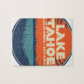 タホ湖のヴィンテージ旅行デカールのデザイン ジグソーパズル (横)