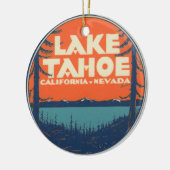 タホ湖のヴィンテージ旅行デカールのデザイン セラミックオーナメント (左)