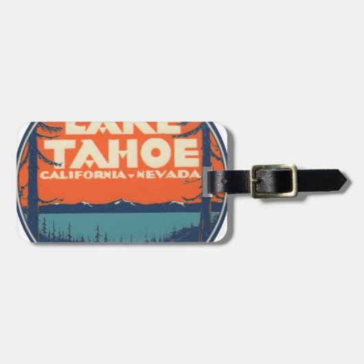 タホ湖のヴィンテージ旅行デカールのデザイン ラゲッジタグ (正面横)