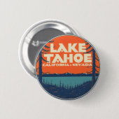 タホ湖のヴィンテージ旅行デカールのデザイン 缶バッジ (正面&裏面)