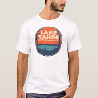 タホ湖のヴィンテージ旅行デカールのデザイン Tシャツ