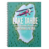 タホ湖の地図と旅行のポスター ノートブック (正面)