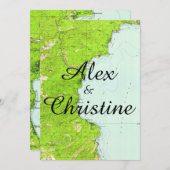 タホ湖の地図の結婚式招待状 招待状 (正面/裏面)