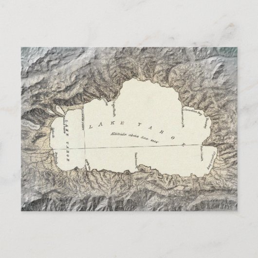 タホ湖の地図 ポストカード (正面)