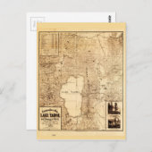 タホ湖の地形図(1874) ポストカード (正面/裏面)