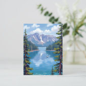 タホ湖の山々絵画 ポストカード (スタンド正面)