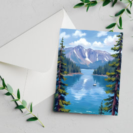 タホ湖の山々絵画 ポストカード
