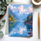 タホ湖の山々 水彩画 ナチュラルアート ポストカード