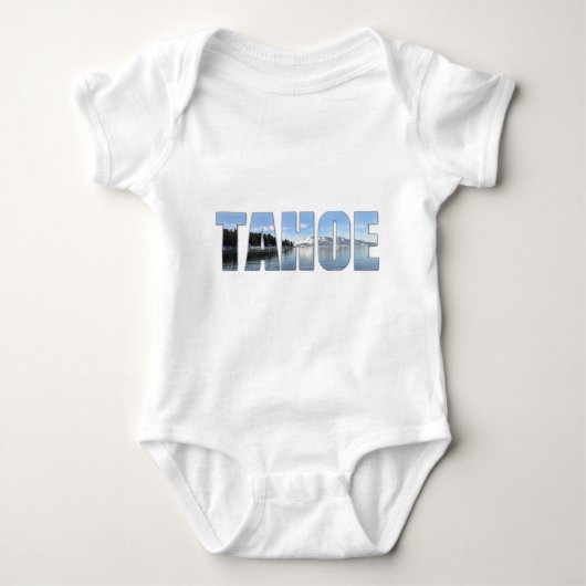 タホ湖の文字 ベビーボディスーツ (正面)
