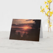 タホ湖の日の出の挨拶状 カード (黄色い花)