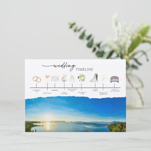 タホ湖の目的地ウェディングタイムラインカード (スタンド正面)