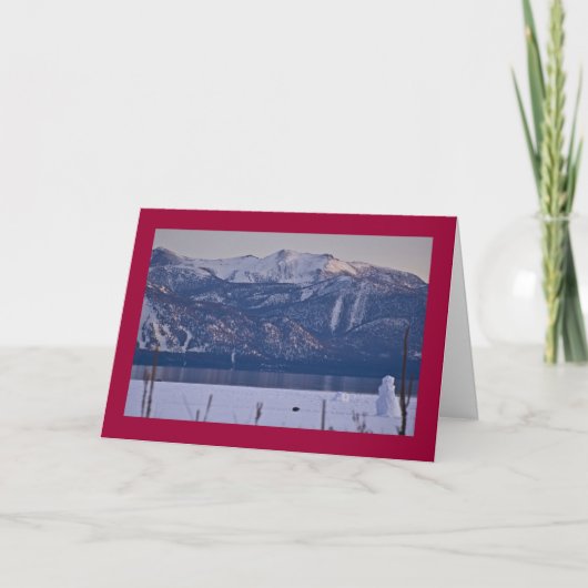 タホ湖の端の雪だるま シーズンカード (正面)