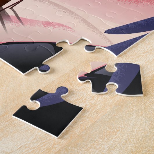 タホ湖シエラネバダヴィンテージスキーポスター ジグソーパズル (側面)