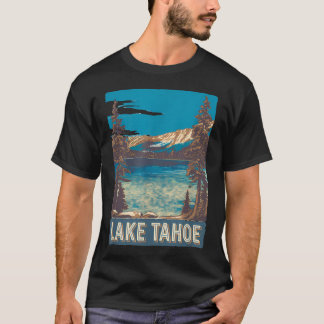 タホ湖ビンテージ風景山岳 Tシャツ