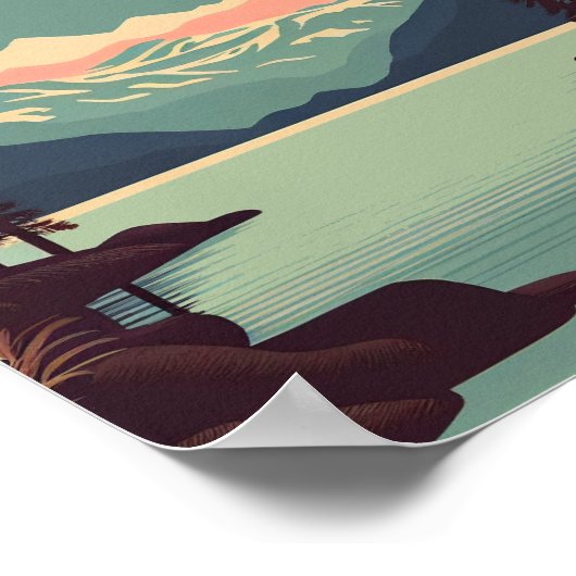 タホ湖ミニマリストVintage旅行アートポスター ポスター (角)