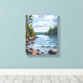 タホ湖岸の静かな水彩画 キャンバスプリント (インサイチュ (ウッドフロア))