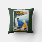 タホ湖昇進のPosterLake Tahoe、カリフォルニア クッション (裏面)