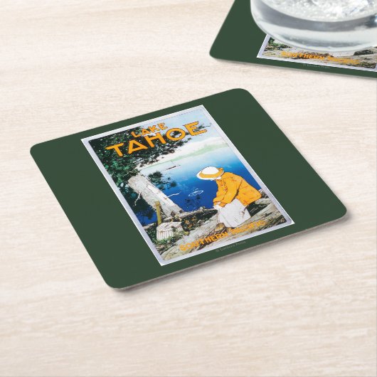 タホ湖昇進のPosterLake Tahoe、カリフォルニア スクエアペーパーコースター (アングル)
