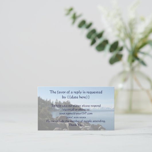 タホ湖結婚の応答カード エンクロージャーカード (スタンド正面)