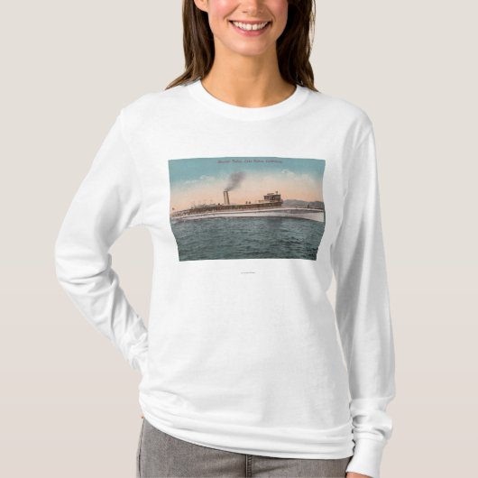 タホ湖、カリフォルニア-汽船のTahoeの大きい木製の船 Tシャツ (正面)