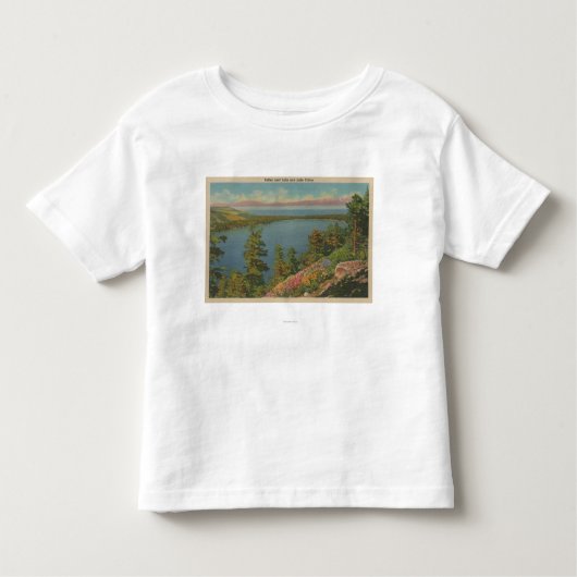 タホ湖、カリフォルニア-落ちたなleaf湖およびタホ湖 トドラーTシャツ (正面)
