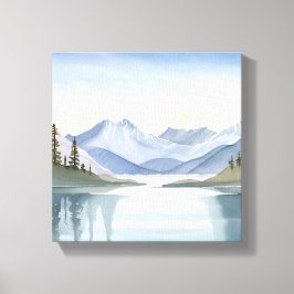 タホ湖 | 水彩画の山の風景 キャンバスプリント