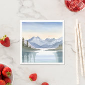 タホ湖 | 水彩画の山の風景 スタンダードカクテルナプキン (インサイチュ)