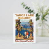 タホUSAヴィンテージ旅行ポスター復元 ポストカード (スタンド正面)