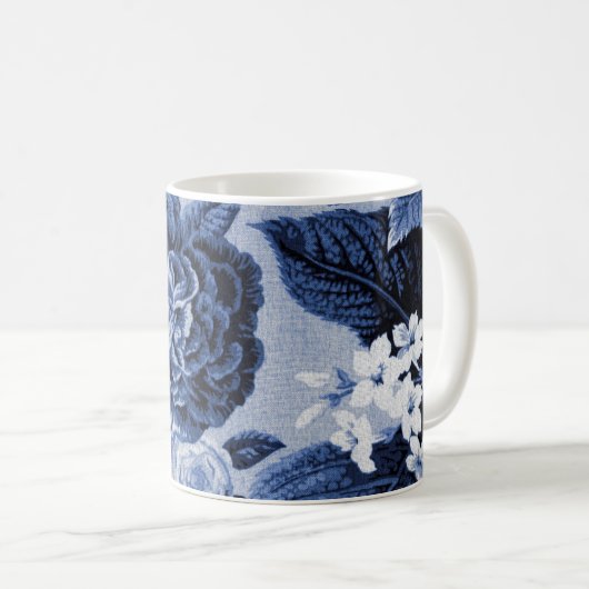 タマキビの青いヴィンテージ花のToile No.1 コーヒーマグカップ (正面右)