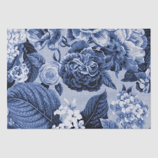 タマキビの青いヴィンテージ花のToile No.1 薄葉紙 (正面)