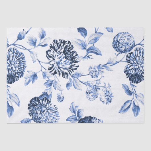 タマキビの青いヴィンテージ花のToile No.2 薄葉紙 (正面)