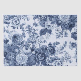 タマキビの青いヴィンテージ花のToile No.3 薄葉紙