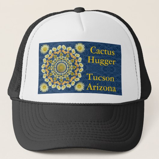 タマサボテンの曼荼羅1が付いているサボテンのHuggerの帽子 キャップ (正面)