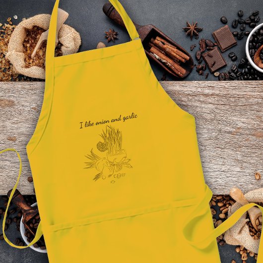タマネギとニンニクのキッチンブラック大人エプロン スタンダードエプロン