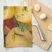 タマネギ、ピーマンおよびディルが付いているポテトのシチュー キッチンタオル (四つ折り)