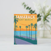 タマラックサーフビーチカリフォルニアトラベルアートヴィンテージ ポストカード (スタンド正面)