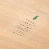 タマラパインモダンツリー結婚式の日付を保存 アクリル招待状 (レイダウン)