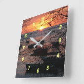 タマリンドの燃えるようなコスタリカの夕焼け スクエア壁時計 (傾斜)