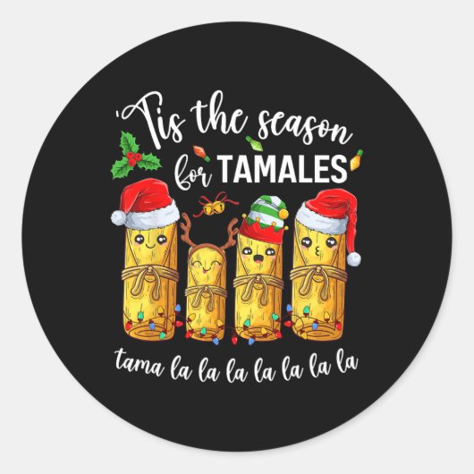 タマレスクリスマスホリデーメキシコのシーズン ラウンドシール (正面)